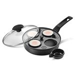 Prestige Egg Poacher Pan - 2 in 1 Poached Egg Maker with 4 Non Stick Egg Poachers Inserts & 20cm Induction Frying Pan with Lid, Stay Cool Handle, Dishwasher Safe Cookware