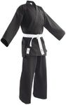 TOKYODO Karate gi Karate Uniform for Kids & Adults, Lightweight, Unisex with White Belt (Black, 000/110cm (3’7”))