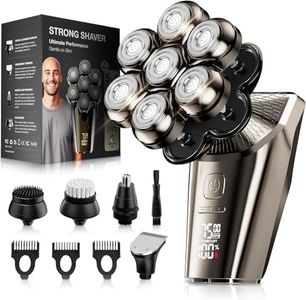 Koeay 7D Portable Head Shavers for Bald Men, 9-in-1 Detachable IPX7 Waterproof Dry/Wet Magnetic Floating Electric Skull Shaver with LED Display,Electric Razor for Nose Hair, Beard, and Other Body Hair