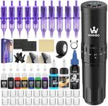 Wireless Tattoo Gun Kit for Beginners, Cordless Rotary Tattoo Machine Gun