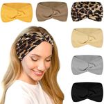 Sularpek 6 Pack Headbands, No Slip Fashion Women's Turban Head, Fashion Knotted Head Bands, Breathable Hair Band for Sweat-Wicking, for Doing Workout, Yoga, Makeup, Running