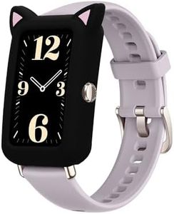 kwmobile Cat Ear Protector Case Compatible with Huawei Watch Fit Mini Case - Cute Silicone Bumper Cover - Black/Pink