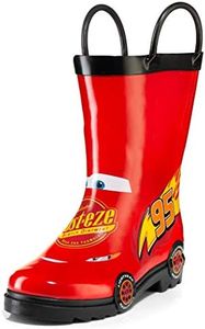 Disney Cars Kids Lightening McQueen Rust eze Boys Waterproof Easy-On Red Rubber Rain Boots - Size 9 Toddler