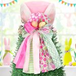 Yuxung Easter Bunny Tree Topper Hat Decorative Bow with Bunny Ears Easter Trees Topper Decorations Ornaments 12x8 in Decorative Tree Ornaments for Spring Outdoor Home Indoor Decoration Party Supplies