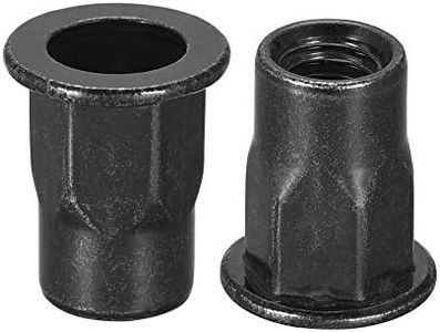 uxcell M6 Rivet Nuts, Thread Half Hexagonal Carbon Steel Zinc-Plated Flat Head Threaded Insert Nut Black 20Pcs