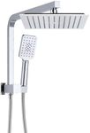 WELS Twin Shower Head Set 10" Rain Square Handheld Wall Arm High Pressure (Chrome)