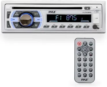 Pyle 300 Watt Bluetooth Marine Stereo Receiver - Single DIN Boat Head Unit with Wireless Music Streaming - Hands-Free Calling - AM/FM Radio - CD Player - MP3 - USB - AUX - Marine Audio - PLCD43MRB