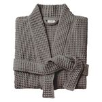 Allure Bath Fashions Unisex Bathrobe Lightweight Textured Waffle Robe - Soft Hotel Dressing Gown, Kimono (Large/Extra Large, Dark Grey)