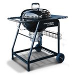 SnS Grills Patented Slow ‘N Sear MasterKettle Grill with Deluxe Insert, Easy Spin Grate for Two-Zone Charcoal Grill Cooking and Integrated Table, Low ‘N Slow Smoking and BBQing - Black 22-Inch