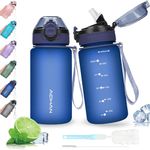 AOHAN 600ML Water Bottle with Leak Proof Flip Top Lid, BPA Free Sport Drinking Bottle with Straw, Dishwasher Safe Water Bottle Non-Toxic Water Jug with Carrying Strap