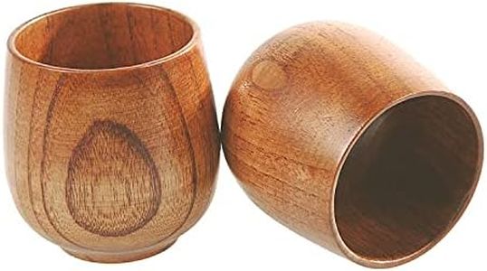 JZK Juego de 2 tazas de madera natural para café, cerveza, té, zumo, leche
