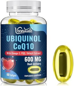 Ubiquinol CoQ10 600 mg Weichgelkapseln mit Shilajit-Extrakt 300 mg, Omega-3 150mg, PQQ 20mg - Dual-Liefersystem - Verbesserte Aufnahme (60 Stück, Packung von 1)