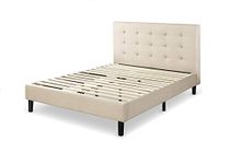Zinus Upholstered Button Tufted Platform Bed with Wooden Slats, Queen