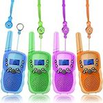 Wishouse Walkie Talkies for Kids, Toys for 3-8 Year Old Boys Girls, Childrens Radio Long Range with Detachable Lanyard Flashlight, Outdoor Camping Games Halloween Cosplay Xmas Birthday Gift 4 Pack