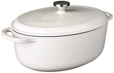 Lodge EC7OD13 Enameled Cast Iron Oval Dutch Oven, 7 quart, Oyster White