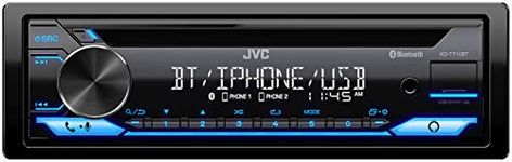 JVC KD-T710BT - CD Car Stereo, Single Din, Bluetooth Audio and Hands Free Calling w/External Microphone, CD, MP3, USB, AUX Input AM/FM Radio, High Power Amp, Amazon Alexa Voice Control