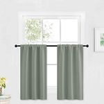 RYB HOME Small Window Curtains with Rod Pocket Design, Blackout Privacy Curtains Drapes Energy Efficient Covering for Closet Pantry, W29 x L 36 inches, 2 Panels, Grayish Green