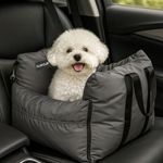 Dog Car Seat for Small Dogs - Soft Booster Seat with Safety Strap, Waterproof & Washable Pet Travel Carrier Bed, Portable Puppy Carseat with Storage for Car Travel Comfort