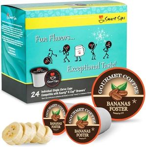 Smart Sips Coffee, Bananas Foster Coffee, Medium Roast, Gourmet Flavored Coffee Single Serve Pods for Keurig K-Cup Brewers, 24 Count