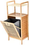 Prosumers Choice Bamboo Tilt Out Laundry Hamper - Lightweight Design with Tilt-Out Hamper and 2-Tier Shelves - Removable Liner - Clothes Hamper - Ample Storage Space - 15.5"L x 11.8"W x 37.4"H