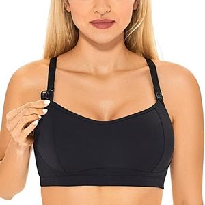 Gratlin Women's Lightly Padded Wireless Racerback Sports Maternity Nursing Bra Black Small