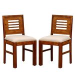 WiproWood Shri Karni Handicraft Wooden Dining Chairs Only | Wooden Dinning Chairs with Cushion | Dining Room Furniture | Sheesham Wood Chairs Set of 2, Natural Brown (Natural Honey Finish, 2 Chairs)