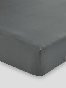 Linen House 300TC Cotton Percale King Bed 50cm Fitted Sheet, Charcoal