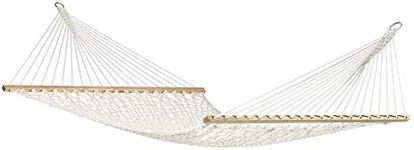 Hammock Universe® Premium Quality Cotton Rope Hammock with Spreader Bar – Best 2 Person Rope Hammock – Double Size Bed – Large Weave Soft Spun - Beautiful Wood Finish (Holds up to 450 pounds)