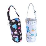 HEALLILY 2pcs Insulated Baby Bottle Bags, Portable Breastmilk Storage Tote Thermal Feeding Nursing Pouch Holder Travel Carrier, Keeps Baby Bottles Warm or Cool