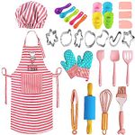 BBplusDD Real Kids Baking and Cooking Sets - 38 Pcs Real Baking Supplies for Junior Chef Includes Kids Apron and Chef Hat, Baking Utensils - Complete Gift Cooking Kits for The Curious Child