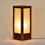 ExclusiveLane 'Frosted Glass' Sheesham Wooden Living Room Home Decorative Table LED Lamps For Bedroom(10 Inch,Brown,Without Bulb,Pack Of 1)|Bedside Table Lamp Side Table Lamps For Home Decoration