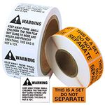 Super Adhesive, 500 Each Ecom Approved Shipping Supply Warning Stickers. 1x2 "This Is A Set Do Not Separate" and 2x2 "Suffocation Warning" Combo. Bulk Perforated Child Safety and Sold As Set Labels.