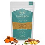 TeaNOURISH Turmeric Ginger Green Tea | Pure Loose Leaf Green Tea |Blended with Indian Turmeric, Ginger & Cinnamon | 100% NATURAL INGREDIENTS | Brew Hot or Iced Tea - 3.53oz/100g