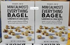 Trader Joe Mini (Almost) Everything BAGEL Sandwich Crackers with Cream Cheese Filling 7.05oz 200g (Two Boxes)