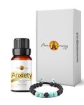 Anxiety Bracelet Gift Box Set | Lava Stone Aromatherapy Bracelet | 10ml Anxiety Essential Oil | Relaxation Gift for Women | Made in UK