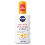 NIVEA SUN Sensitive Allergy Immediate Protect Spray SPF 50+ (200ml), Sun Cream for Sensitive Skin, Sun Protection Factor 50+, Water-Resistant Sunscreen Spray