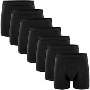 Natural Feelings Mens Boxers Underwear Multi Pack Cotton Breathable Boxer Shorts for Men of 7 Boxer Briefs, L, A: Black Pack of 7