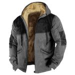 Men's Hoodies Mens Heavyweight Fleece Sweatshirt Winter Zip Up Hoodies Big And Tall Jackets Long Sleeve Thick Sherpa Lined Coats With Pockets Gray L