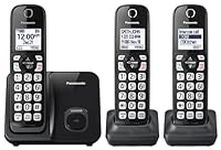 Panasonic Cordless Phone System, Expandable Home Phone with Call Blocking, Bilingual Caller ID and High-Contrast Display, 3 Handset - KX-TGD613B (Black)
