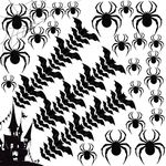 Halloween Bats Spiders Stickers Decorations, 72 Pcs DIY 3D Bats and Spiders Halloween Decor, Black Plastic Scary Bats Spider Wall Stickers for Home Decor/Wall Decor