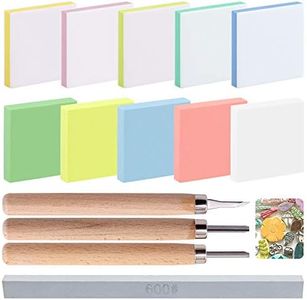 Keadic 14 Pieces Rubber Stamp Carving Blocks Kit with Rubber Carving Blocks, Carving Tools & Grindstone for Creating Artistic Prints, Card Crafting, Printmaking or Other Paper Crafts