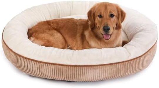 Bedfolks Waterproof Donut Dog Bed,91CM Calming Round Dog Beds for Large Dogs,Washable Anti Anxiety Cuddler Dog Bed with Removable Cover(Brown,Large)