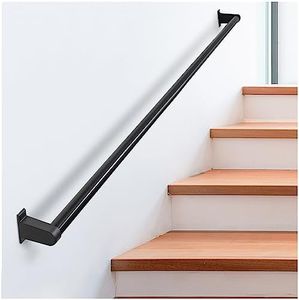 SDNBHT Industrial Stair Railing Metal Hand Rails for Indoor Stairs Wall Mount Staircase Handrails 1.25" Pipe Stair Handrail for Steps Black Aluminum Stairway Railing for Outdoor & Indoor Stairs 4ft