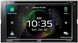 JVC KW-V960BW Built in Wi-Fi for Wireless CarPlay Android Auto, CD/DVD 6.8" LCD Touchscreen Display, AM/FM, Bluetooth, MP3 Player, USB Port, Double DIN, 13-Band EQ, SiriusXM, Class D Amp, Car Radio