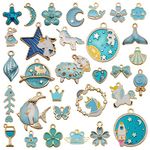 Zibuyu� Pendant Charms for Jewelery Making Kit Assorted Cartoon Blue Enamel Gold Plated Charms Pendants for DIY Charms Necklace Bracelets for Making Jewelry and Crafting - 31 Pcs