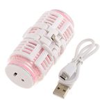 ZOOMELLA Compact Size USB Rechargeable Double-Deck Roller Hair Curler Hair Roller Women Hair Styling Tools with USB Cable Pink|Rollers & Curlers|Health & Beauty
