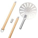 Pizza Turning Peel 9" Perforated Aluminum Round Pizza Peel Turner with Long Wood Handle 2 Sizes in 1 Non Stick Pizza Paddle for Homemade Pizza Bread Outdoor Pizza Oven Accessories