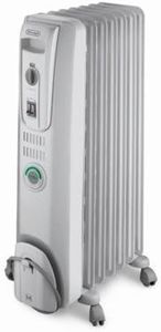 DELONGHI Quiet 1500W, Adjustable Thermostat, 3 Heat Settings, Energy Saving, Safety Features Oil-Filled Radiator Space Heater (Light Gray, Comfort Temp)
