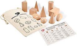 BOHS Geometry Solids Guess Game - 3D Shapes Miniature Set -Wooden Montessori Toys - Pack of 10pcs - Ages 3 and Up