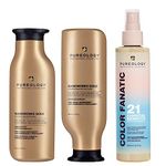 Pureology Nanoworks Gold Shampoo and Conditioner 266ml and Color Fanatic Multi-Tasking Leave-In Spray 200ml, Trio Bundle, Revive Tired & Dull Color Treated Hair, Vegan